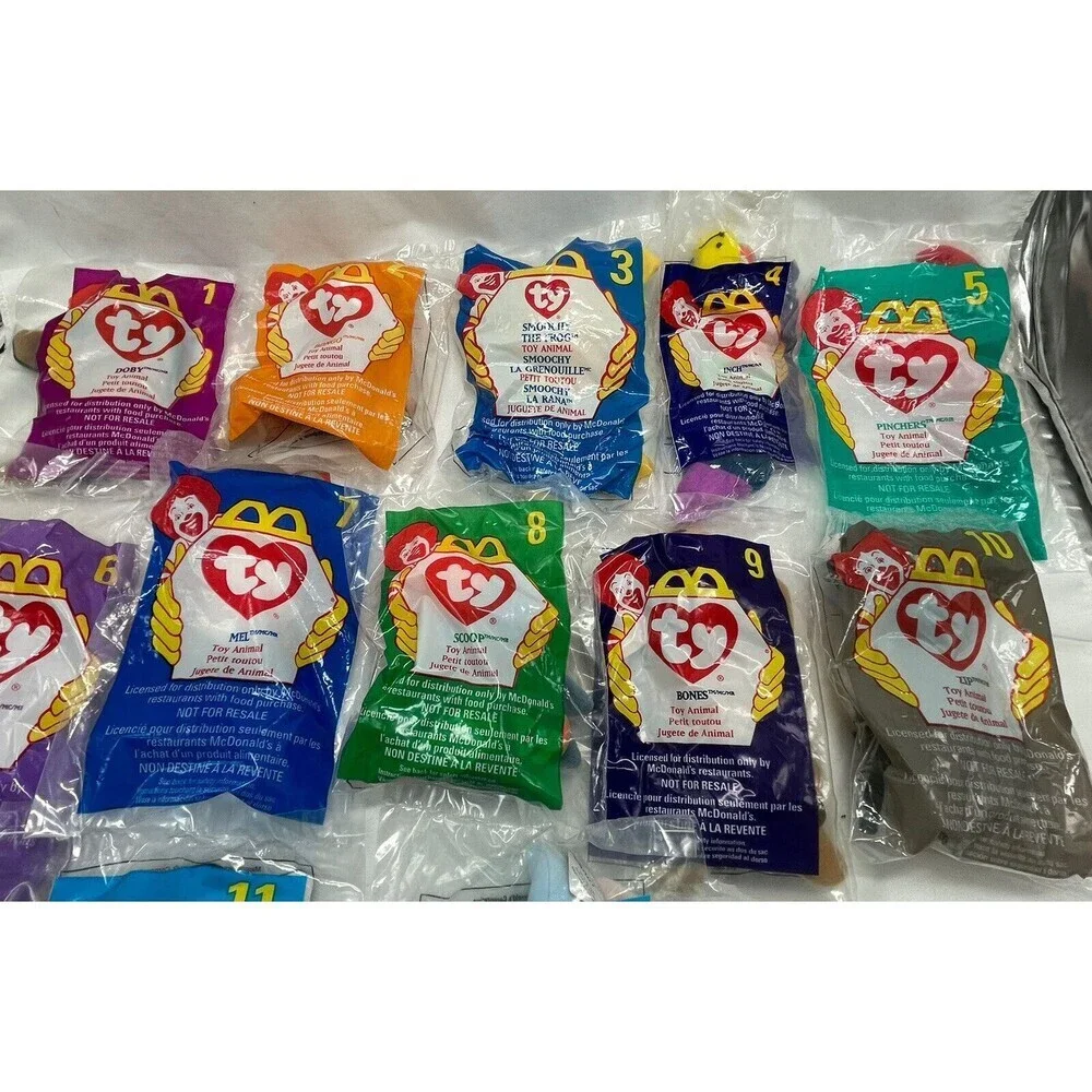 1998 Ty Teenie Beanie Babies Mcdonalds Happy Meal Toys Complete Set 1-12 New
